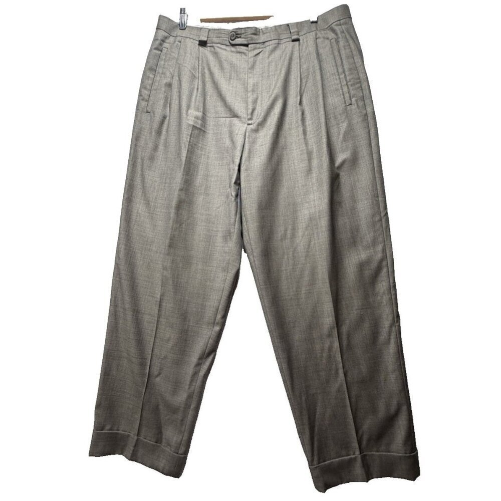 Zanella Taylor Mens Dress Pants 36x29 Gray Pleated Wool Vitale Barberis Canonico
